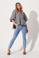 Checkered Cotton Top in Black & White